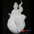 White marble sitting guan yin statue